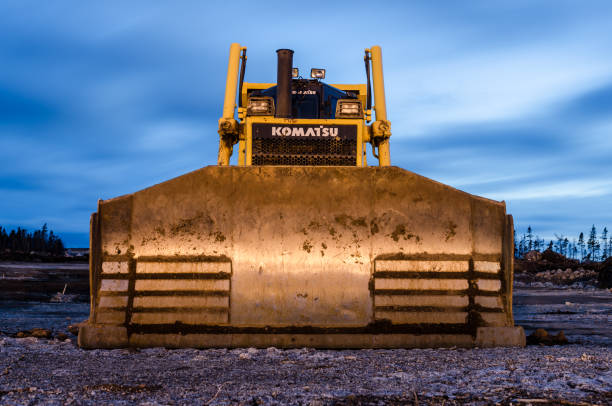 Komatsu bulldozer operating on construction site Uganda