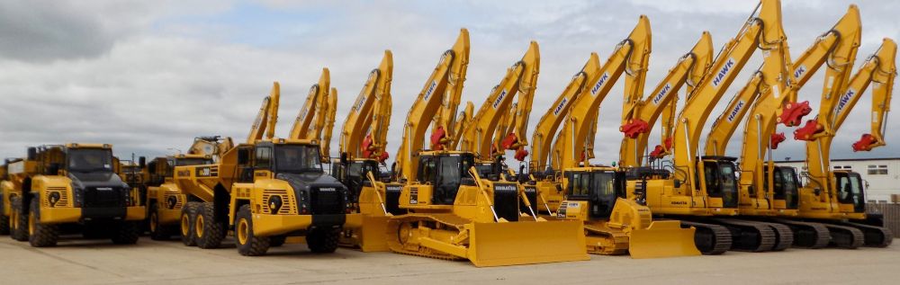 Komatsu fleet of construction equipment available for sale and lease in Uganda