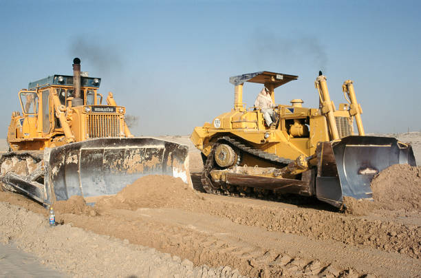 Komatsu bulldozer working on construction site in East Africa