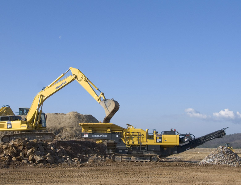 Komatsu mobile crusher for stone processing in mining operations