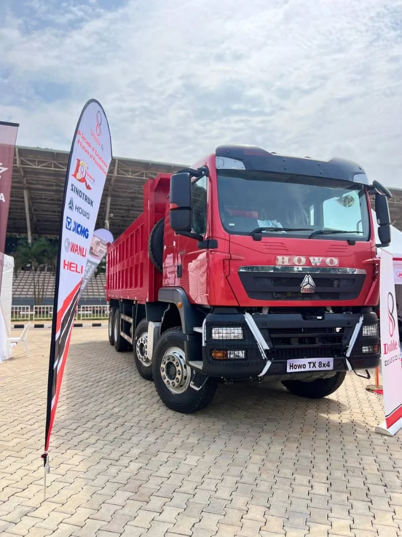 HOWO TX 8x4 dump truck displayed at Sinotruk expo Uganda
